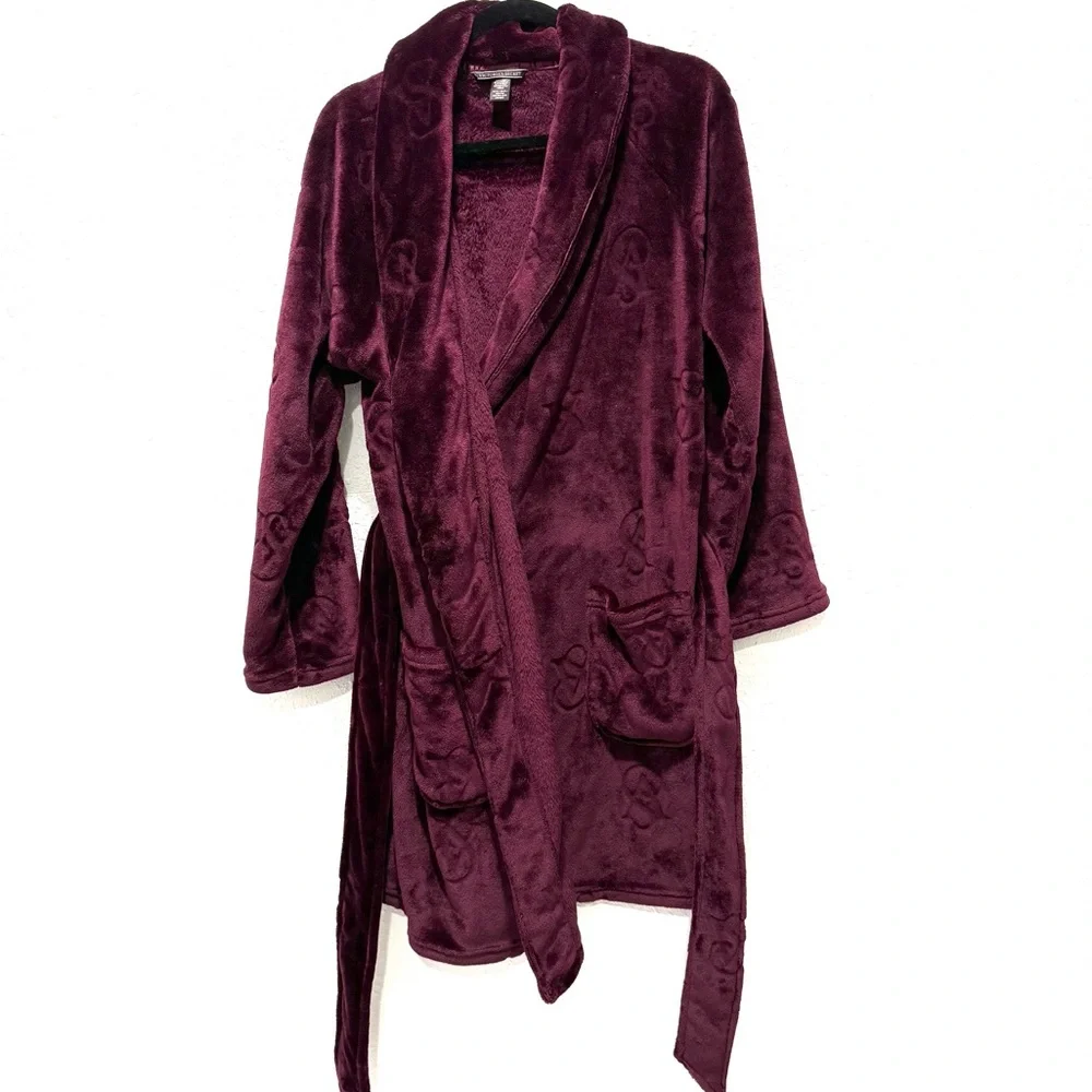 Victoria's Secret monogram Plush Robe Deep‎ Purple XS/S